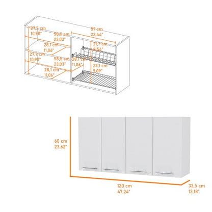 Stockton Rectangle Four Swing Doors Wall Cabinet White