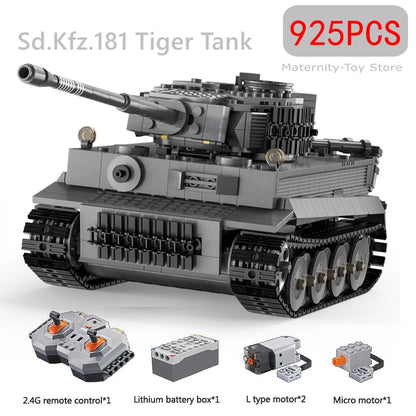 925 db-os Tiger tank építőkocka játék távirányítós