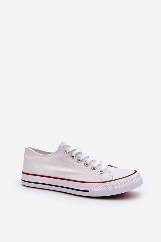 White women's textile sneaker with a rubber sole and rounded toe, perfect for casual spring or summer outfits.