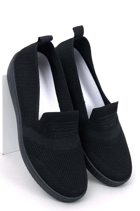 Inello Slip-On Model 195147 - Black knit women's sneakers with breathable design, perfect for comfort and style. Available in sizes 36-41.