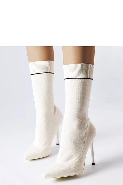 Elegant white high heel sock boots with pointed toe and modern ankle coverage, model 204773 by Solea.