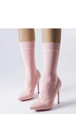 Elegant pink stiletto sock boots with pointed toes and ankle-high design, ideal for stylish occasions.