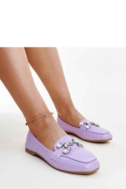 Stylish purple Mokaszin model 207272 Solea with zircon buckle and square toe design, perfect for adding elegance to any outfit.