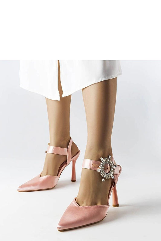 Chic pink high heel sandals with ankle straps and elegant embellishments