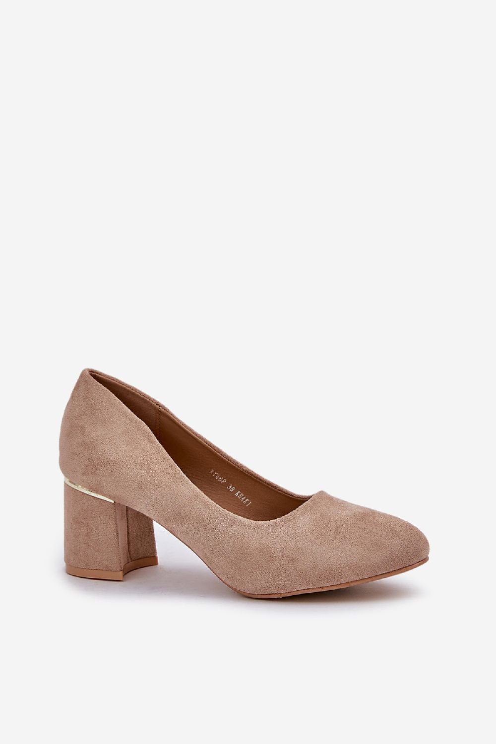 Beige suede block heel pumps, model 208431, for stylish everyday and formal wear with a 6.5 cm heel. Step in style.