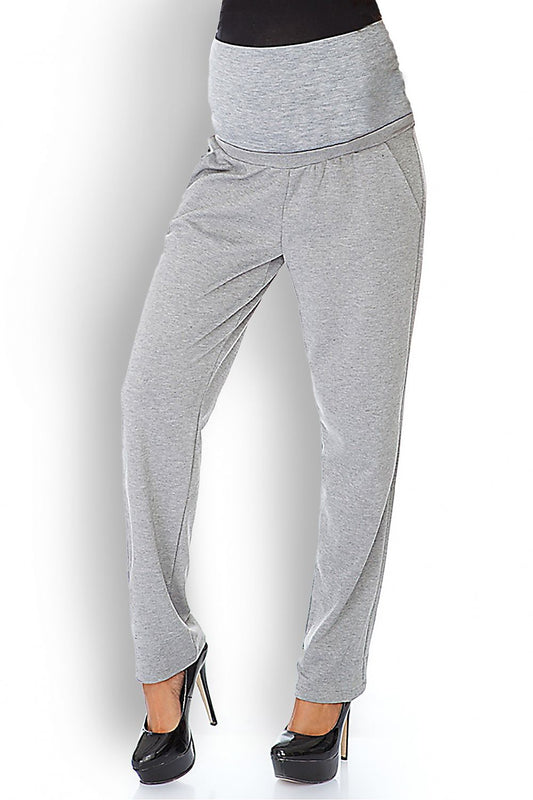 Comfortable maternity pants with stretchy waistband, model 126079 PeeKaBoo, in gray color, perfect for stylish moms-to-be.