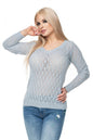 Chic women's short sweater with diamond motifs by PeeKaBoo, made from 100% soft acrylic in a universal size. Model 131609.