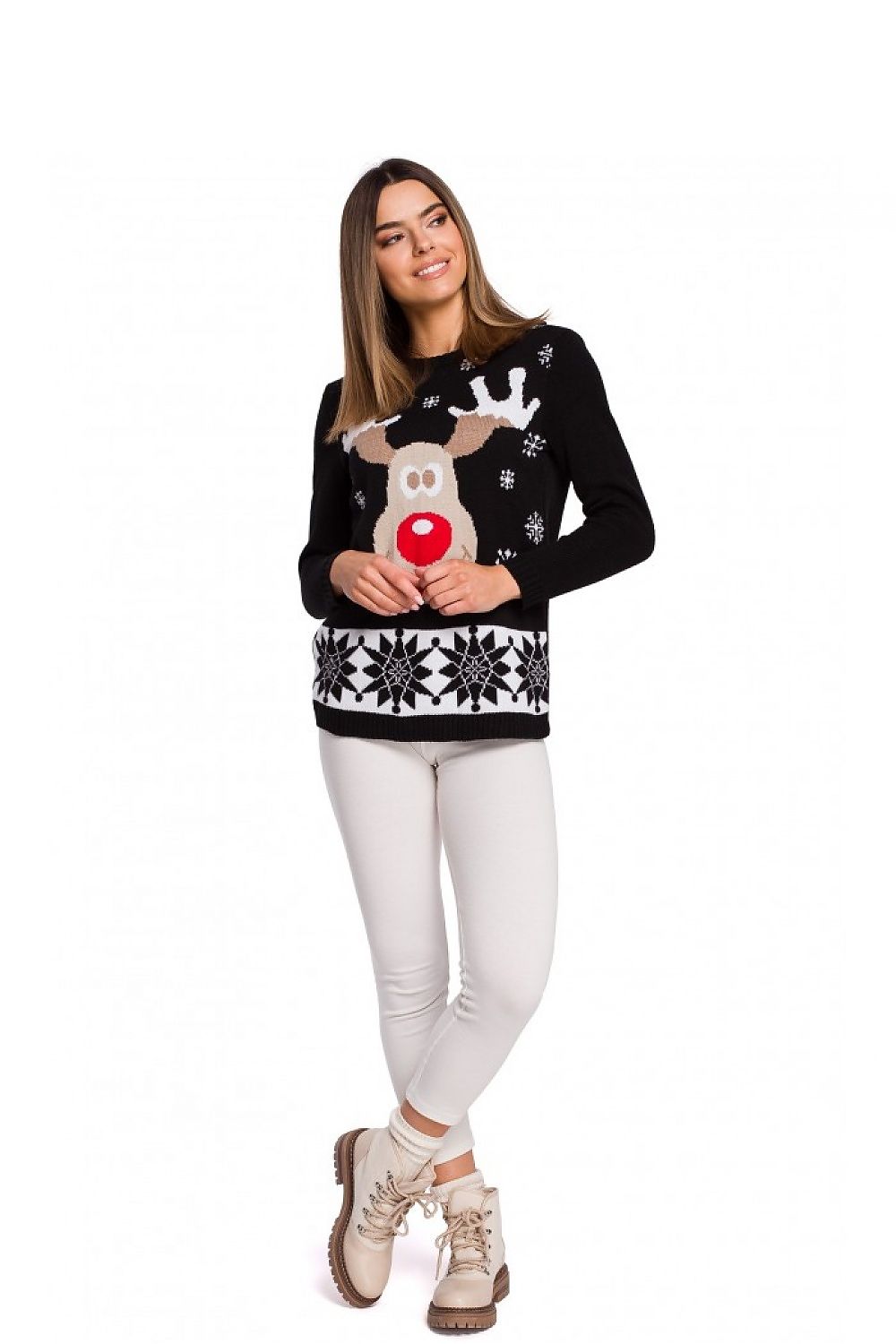 Festive Christmas pulóver with reindeer design, model 150212 Moe, limited edition, 100% acryl, stylish winter fashion.